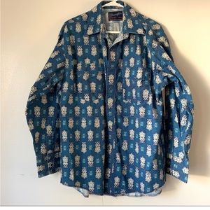 Wrangler VINTAGE Blue Aztec Southwestern Button Shirt